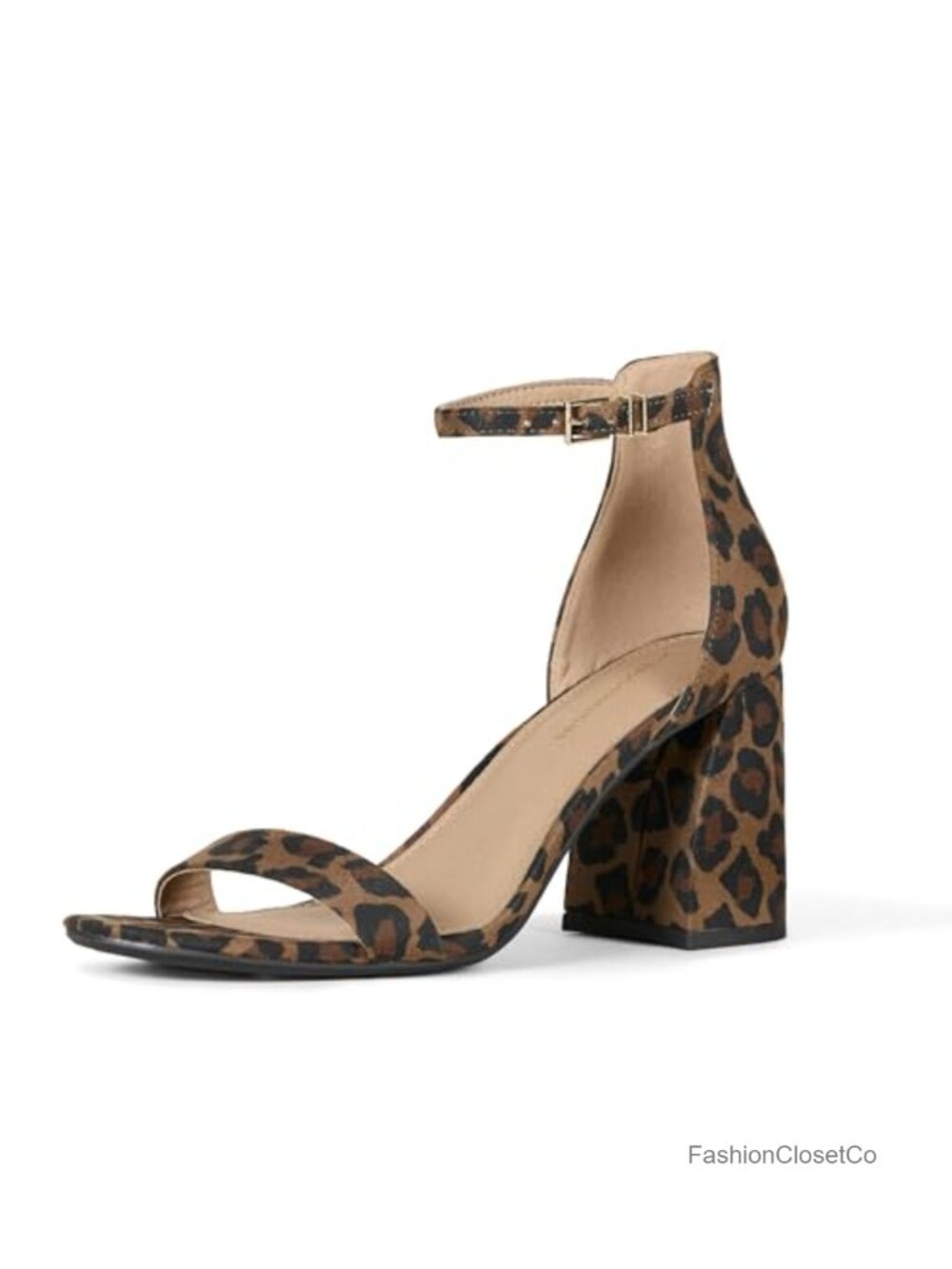 Women's Block Heel Sandals with Ankle Strap Faux Suede Memory Foam Non-Slip